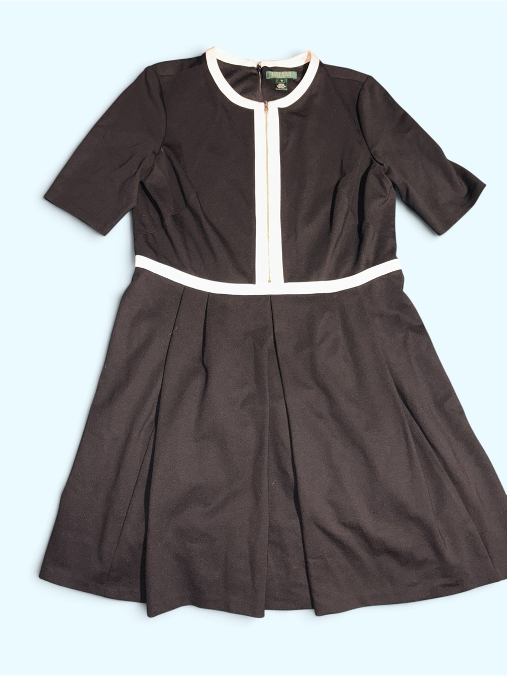 Ralph Lauren Tuxedo Colorblock Fit & Flare Dress NWT Size 16 MSRP $159 VTG Plus